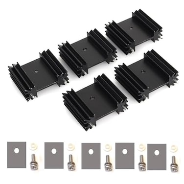 Easycargo To220 Aluminium Heatsink 25x34x12mmTO220 Heat Sink for Cooling MOSFET SCR Power Voltage Regulator ICS 25mmx34mmx12mm Anodized Black 5Pack