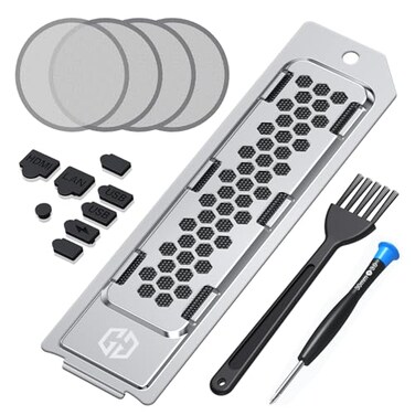 GRAUGEAR Cooling Dust Protection Upgrade for PS5 ProPS5 Slim PS5 ProSlim M2 SSD Heatsink Cover with Fan Dust Filter and Port Plugs Prevent Overheating and Dust Buildup PS5 ProPS5 Slim
