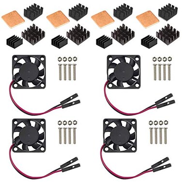 Easycargo Raspberry Pi 4 Heatsink Fan Kit Cooler 30mm Fan Heatsink for Raspberry Pi 5 4 3 Electronics Robotics Development Boards DIY 3007 30x30x7mm 5V 33V Quite Mini Fan Small Black 4 Pack