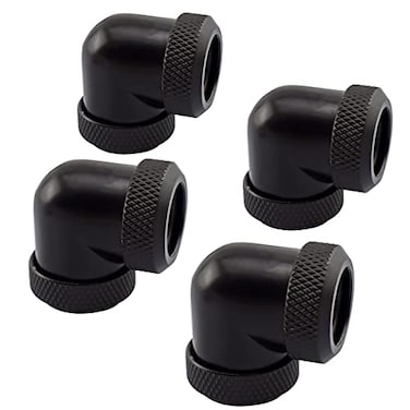 SDTC Tech 4Pack 90 Degree Fitting Hand Twist Elbow for 10mm ID 14mm OD Metal and PETG Rigid Tubing Computer Water Cooling System Connectors