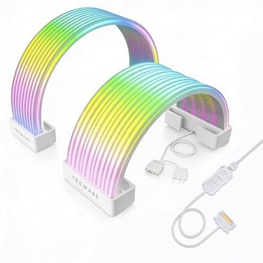 TECWARE Flex RGB Cable Cover Kit Compatible with 24Pin Motherboard and 8Pin16Pin GPU ARGB PSU Cable Extension with 5V 3Pin Sync RGB Lighting Kit for PC Cables White