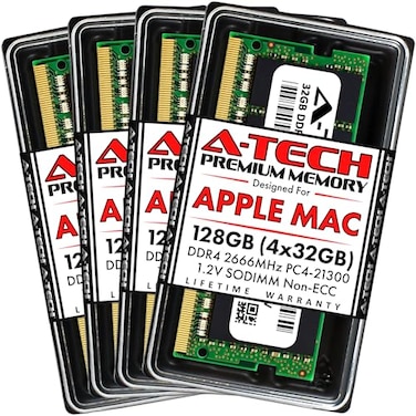 A-Tech ATech 128GB Kit 4x32GB RAM for Apple iMac 2019 2020 27 inch Retina 5K DDR4 2666 MHz SODIMM PC421300 PC421333 260Pin SODIMM Max Memory Upgrade