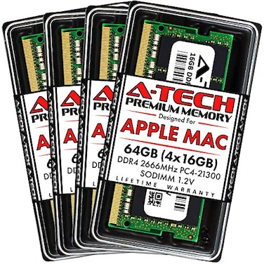 A-Tech ATech 64GB Kit 4x16GB RAM for Apple iMac 2019 2020 27 inch Retina 5K DDR4 2666 MHz SODIMM PC421300 PC421333 260Pin SODIMM Memory Upgrade