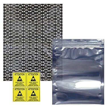 Millennial Essentials Antistatic Bags ESD Shielding Bag with Antistatic Labels for Hard Drive SSD HDD Motherboard Video Card RAM Electronic Devices 12pc Open Top 12 x 16 12pc Resealable 6 x 8