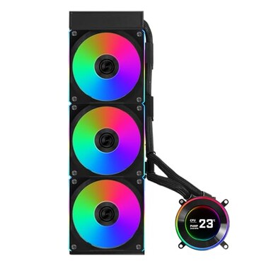 Lian Li Hydroshift IIC 360CL RGB Liquid CPU Cooler 360mm AIO 3X 120 RGB Fans 21 IPS LCD Screen 3 Control Mode Flexible Tubes Clamp LGA 18511700 AMD AM5AM4 Black HS2LCD36RB