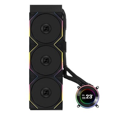 Lian Li Hydroshift IIC 360TL RGB Liquid CPU Cooler 360mm AIO 3X 120 RGB Fans 21 IPS LCD Screen 3 Control Mode Flexible Tubes Clamp LGA 18511700 AMD AM5AM4 Black HS2LCD36TB
