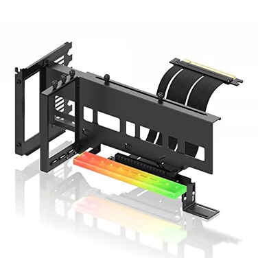 EZDIY-FAB EZDIYFAB Vertical PCIe 40 GPU Mount Bracket Graphic Card Holder with 5V 3 Pin ARGB LED Module Video Card VGA Support Kit with PCIe 40 X16 Gen4 17cm669in Riser Cable 90 Degree Right Angle Bla