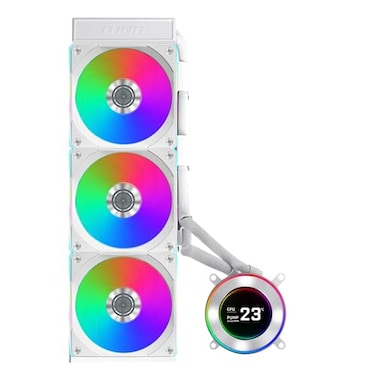 Lian Li Hydroshift IIC 360CL RGB Liquid CPU Cooler 360mm AIO 3X 120 RGB Fans 21 IPS LCD Screen 3 Control Mode Flexible Tubes Clamp LGA 18511700 AMD AM5AM4 White HS2LCD36RW