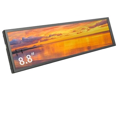 LESOWN 88 inch Monitor PC Case Temperature Display mini Ultra Wide Secondary Screen Long Stretched Bar Display AIDA64 PC Sensor Panel 1920x480 Small Temp Monitor for RPi CPU Monitoring