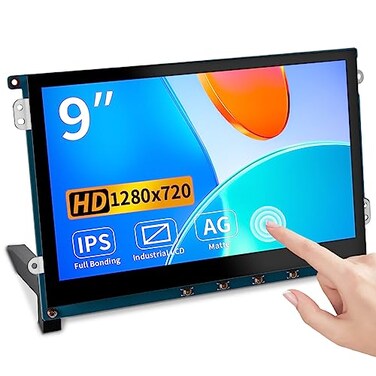 Magedok 9 Inch Touch Screen Display for Raspberry Pi1280 x 720 AntiGlareOptical Bonding Capacitive ScreenIPS 600 lumensWall MountableHDMI Portable Monitor