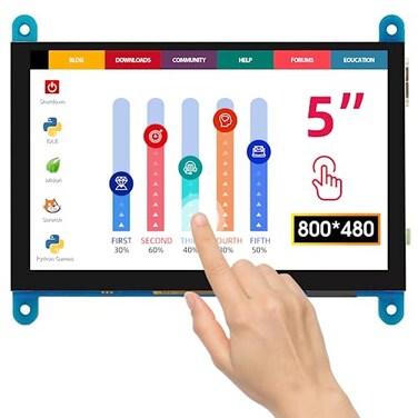 ELECROW 5 Inch Touch Screen Monitor for Raspberry Pi 800480 Mini Monitor Touchscreen LCD Display Compatible with Raspberry Pi 543B3B BB Black Banana Pi Jetson Nano Windows PC