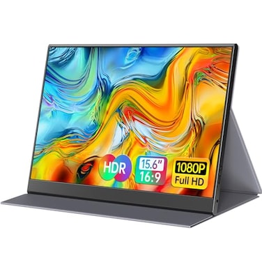 ForHelp 156inch Portable Monitor1080P USBC HDMI Second External Monitor for LaptopPCMac PhonePSXboxSwichIPS UltraThin Zero Frame Gaming DisplayPremium Smart Cover
