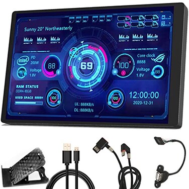 WOWNOVA PC Temperature Display Computer Temp Monitor ARGB Case IPS USB Mini Screen CPU RAM HDD Data Monitor