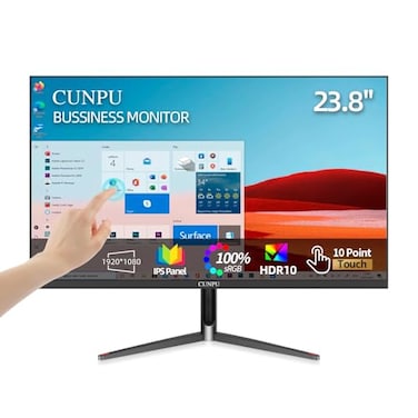 CUNPU 24 Inch Touchscreen Monitor 10 Point Touch FHD 1080P 75Hz IPS Screen 100 SRGB VESA Wall Mountable Tilt Adjustment VGA HDMI USB for PC Laptop Business Work Station Warehouse