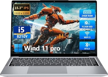 KUMNOSAL 2026 Laptop153 Inch Laptop with i58210YUp to 36GHz 24GB RAM 512GB SSDFHD IPS 1200p180Open Portable Laptop WiFi 5 UHD Graphics Laptops for Business Student Light Gaming