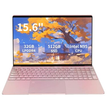 KurieTim 156 IPS FHD Laptop Computer with 32GB DDR4 RAM 512GB SSD N95 Processor 4C4T Up to 34GHz Dual Band WiFi Fingerprint Backlit Keyboard Win11Pro Computer for Work School Business