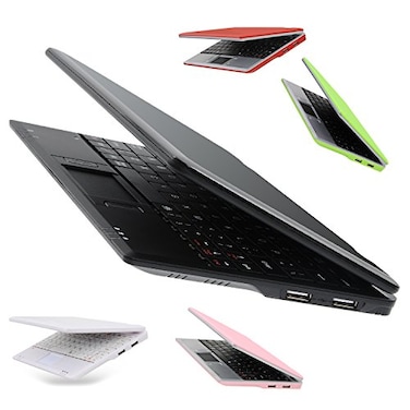 Goldengulf 7 Inch Portable Mini Computer Laptop PC Netbook for Kids Android 12 Quad Core 32GB WiFi Built in Camera YouTube Flash Player Black