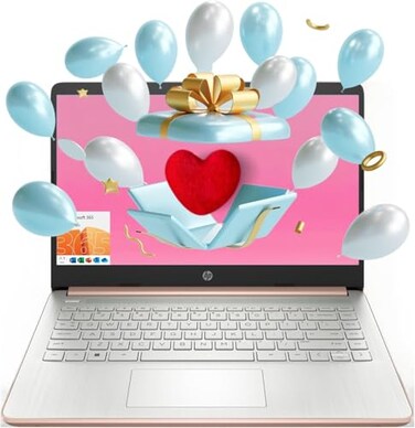 HP Essential Laptop 14 HD Display Intel Celeron N4120 8GB RAM 64GB eMMC Webcam HDMI WiFi RJ45 1 Year Office 365 Windows 11 Home Rose Gold