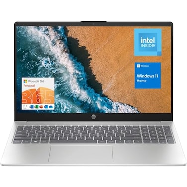 HP 156 Portable Laptop HD Display Intel QuadCore N200 Processor 16GB RAM 128GB Storage WiFi 6 Webcam HDMI Numeric Keypad Windows 11 Home Silver