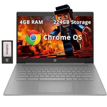 HP Chromebook 14 HD Laptop for Business Students Intel Celeron N4120 4GB LPDDR4 224GB Storage64GB eMMC160GB Docking Station UHD Graphics Webcam Long Battery Life Chrome OS Modern Gray