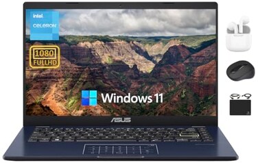 ASUS 14 FHD Portable Go Laptop 2024 Flagship DualCore Intel Celeron N4500 Processor 4GB RAM 128GB Storage 64GB eMMC64GB SD WiFi 720P Webcam 10 Hrs Battery Windows 11S HubxcelAccessory