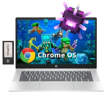 HP 14 HD AntiGlare Chromebook Laptop Intel N200 Processor 4GB LPDDR5 288GB Storage 128GB eMMC160GB Docking Station Set Intel UHD Graphics WiFi 6 Webcam Chrome OS Silver