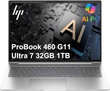 ist computers HP ProBook 460 G11 Business AI PC Laptop 16 FHD Intel 12Core Ultra 7 155U 32GB DDR5 RAM 1TB SSD HP Wolf Security Backlit Numeric KB Fingerprint 1080p FHD Webcam Ethernet Win 11 Pro