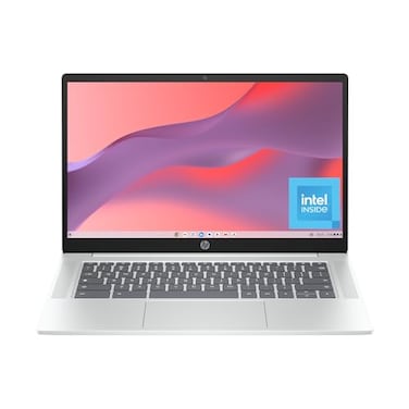 HP Chromebook 14 inch Laptop HD Display Intel Processor N100 4 GB RAM 64 GB eMMC Intel UHD Graphics Chrome OS Glacier Silver 14anf0019nr