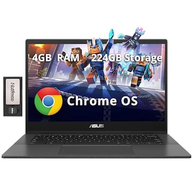 ASUS Chromebook CM1402 14 FHD AntiGlare Laptop MediaTek Kompanio 520 4GB LPDDR4X 224GB Storage64GB eMMC160GB Docking Station Set HD Webcam WiFi 6 Bluetooth Chrome OS Gray