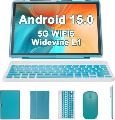 ZZB 2 in 1 Tablet with Keyboard Case Mouse Stylus 10 inch Tablet Android 15 Tablets PC 8GB RAM32GB ROM Support 1TB Expandable 6000mAh Battery IPS 101 Tab 2MP8MP Dual Camera WiFi6 Bluetooth Tableta