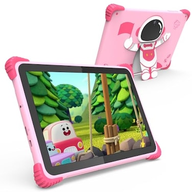 EGOTEK Kids Tablet 10 Inch Tablet for Kids 37Android 138core 8GB RAM 64GB ROMHD Screen6000Mah BatteryWiFi6Dual CameraEyes ProtectioniWawa Parental Control Foldable Stand Pink