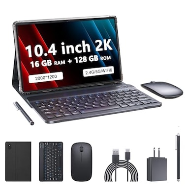 PEICHENG Tablet with Keyboard and Case Android 130 104 Inch 16GB RAM128GB ROM 2000 1200 2K FHD Display Powerful 20Ghz CPU 24G and 5G and WiFi 6 Bluetooth 50 2 in 1 Tab Black
