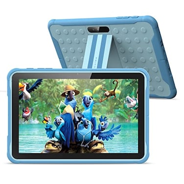 PRITOM Android 13 10 inch Kids Tablet Parental Control 6000mAh Quad Core Processor 2GB RAM 64GB ROM HD IPS Touch Screen Google Play YouTube KidsTablet CaseBlue