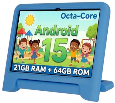 WXUNJA Android 15 Kids Tablet 2025 Upgraded 101 Inch Tablets with Octacore Processor 6000mAh Battery Kid Space Parental ControlPreLoaded Kids Apps 245GHZ Dual WiFi Case Included Blue