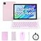 COOPERS Tablet Android 15 10 inch Tablet 12GB RAM64GB ROM Max 1TB 18Ghz Quadcore Processor 5G WiFi6 6000mAh Battery Dual Camera 2 in 1 Tablets with Keyboard Case Mouse Stylus Widevine L1 Pink