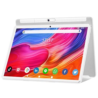 FEONAL Tablet 101 inch Android 12 Tablet 2024 Latest Update OctaCore Processor with 64GB Storage Dual 13MP5MP Camera WiFi Bluetooth GPS 512GB Expand Support IPS Full HD Display Silver