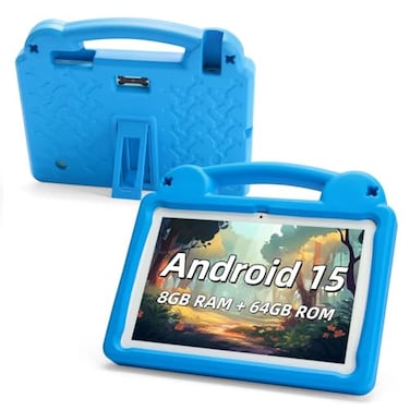 paitanry Kids Tablet 10 Inch OctaCore 8GB RAM 44 64GB ROM IPS HD 1280x800 WiFi 6 GMS Android 15 Tablet for Kids with Parental Control Kids Content Eye Protection EVA Case Blue