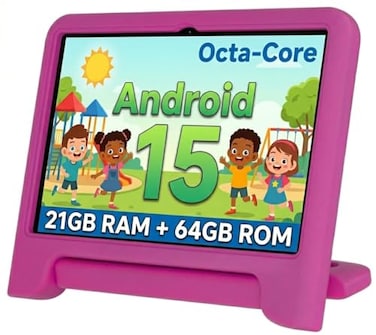 WXUNJA Android 15 Kids Tablet 2025 Upgraded 101 Inch Tablets with Octacore Processor 6000mAh Battery Kid Space Parental ControlPreLoaded Kids Apps 245GHZ Dual WiFi Case Included Red