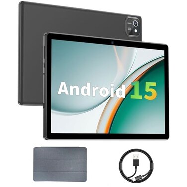 aiprotablet Tablet 10 inch Android 15 Tablets 12GB RAM 64GB ROM 1TB Expand QuadCore Processor 1280x800 LCD Touch Screen WiFi 5 Dual Camera BT50 6000mAh Battery Black