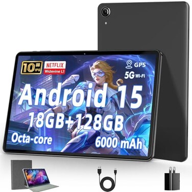 Aobante 10 Inch Tablet Android 15 Tablets with 18GB RAM128GB ROMExpand to 1TB Octa Core 1280 800 IPS HD Display 6000mAh Battery Dual 5MP8MP Camera 5G24G WiFi
