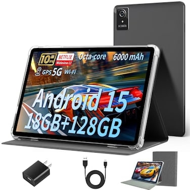 Aobante Tablet 10 Inch 2025 Android 15 Tablets 18GB128GB 1TB Expand Widevine L1 Compatible OctaCore Tablet with WiFi 6 6000mAh Battery Dual Camera5MP8MP