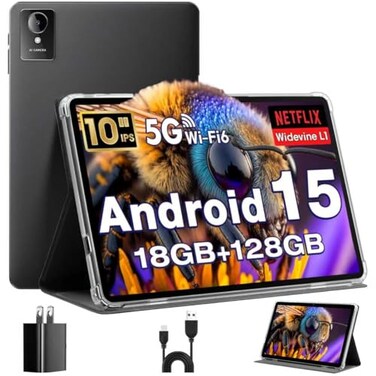 MENTUME 10 Inch Tablet Android 15 Tablet 18GB RAM 128GB ROM 1TB Expandable 1280x800 IPS Display Widevine L1 Compatible OctaCore 6000mAh 5MP8MP Camera WiFi Bluetooth 54
