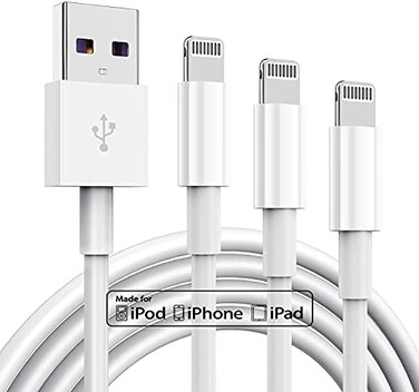 TUMABER 3 Pack Apple MFi Charger Cable Apple Lightning to USB Cable Cord 24A Fast Charging Phone Long Chargers for iPhone 121111Pro11Max XXSXRXS Max8765SSE 3ft White