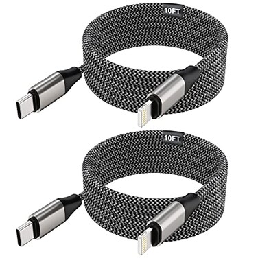 SUPVOL iPhone USB C to Lightning Cable 2 Pack 10ft MFi 20W iPhone Fast Charger Nylon Braided Extra Long Cord Compatible with iPhone 14131212 Pro Max12 Pro1111 ProXXSXRXS Max88 PlusSE