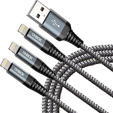 ohbox iPhone Charger 10FT 3Pack Long iPhone Charger Cable MFI USB Lightning Cable Fast Charging Cord Compatible with iPhone 14131211ProMaxMiniXPlus8765SSEPlusiPad