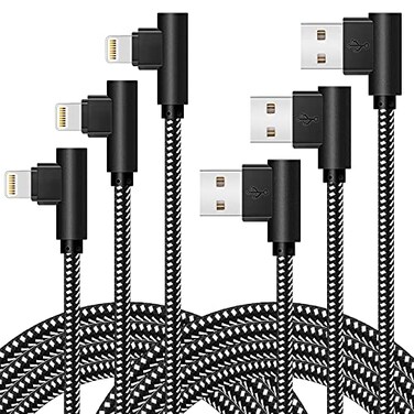 OCEEK iPhone Charger MFi 3 Pack 3610FT Nylon Braided Lightning Cable Right Angle Fast Charging Cords Compatible with iPhone 14131211 XsXS MaxXRX88 Plus77 Plus iPad iPod
