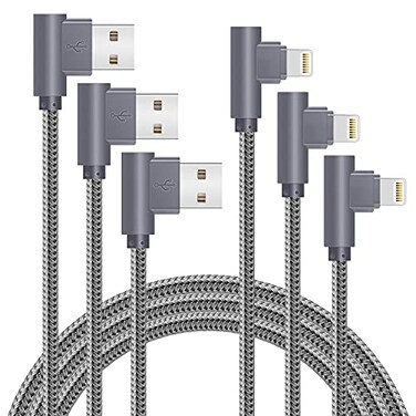 APFEN 3 Pack 6FT 90 Degree iPhone Charging Cable 24A Super Fast Charging Cable Compatible with iPhone Xs MaxXSXR77PlusX88Plus6S6S PlusSE Gray 6FT