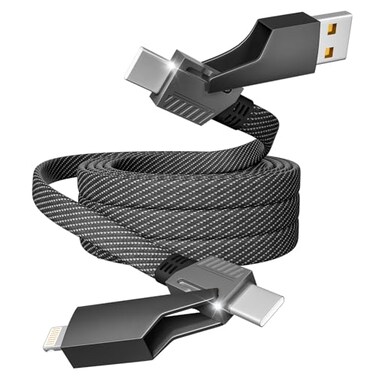 Firsting 4 in 1 Charging Cable 65W USB C Cable Fast Charger Cord with EMark Chip USB AC to CLightning Cable Multi iPhone Charger Cord for iPhone16151413 SeriesPhonesPads and Laptop