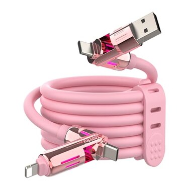 MFish 240W 4in1 Charging Cable with Carrying Case 66FT Fast Charger USBA USBC to USBCLightning for iPhone 17161514 MacBook iPad Samsung S25S24 Pink 66Ft