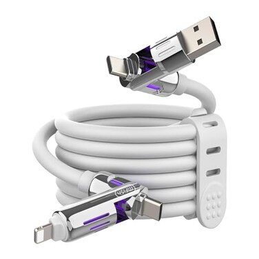 MFish 240W 4in1 Charging Cable with Carrying Case 66FT Fast Charger USBA USBC to USBCLightning for iPhone 17161514 MacBook iPad Samsung S25S24 White 66Ft